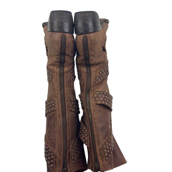 Old Gringo Brown Distressed Leather Silver Stud Detail Western Boots Women's 6.5 - Picture 5 of 11
